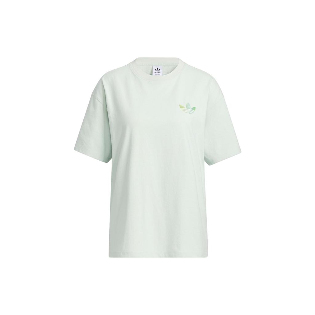 Adidas Originals Trefoil Logo Short Sleeve Tee Women Tops Linen-Green IK8627