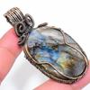 Labradorite Handmade Copper Wire Wrap Jewelry Pendant 2.68" T0Z81
