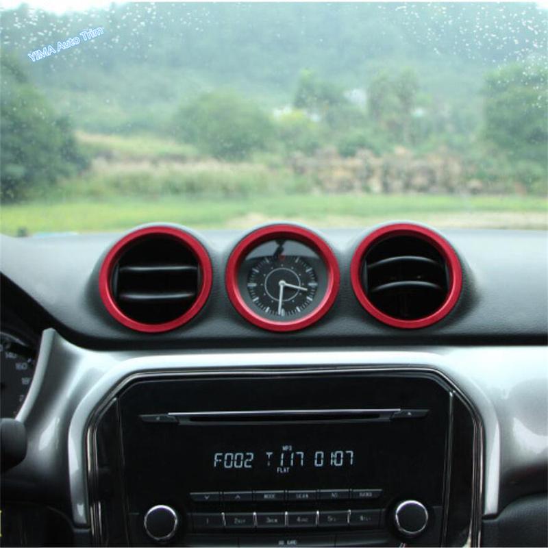 Car Red / Black Dashboard Side Air Conditioning AC Outlet Vent Ring Cover Trim For Suzuki Vitara Escudo 2015 - Accessories