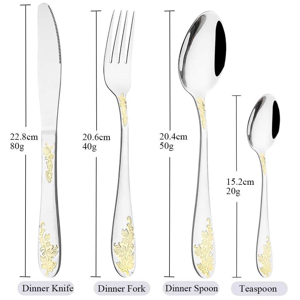Винтажный набор столовой посуды в стиле вестерн, 24 шт., столовые приборы из нержавеющей стали 304, столовые приборы, светильник, роскошный стиль, обеденный нож, вилка, ложка, набор посуды