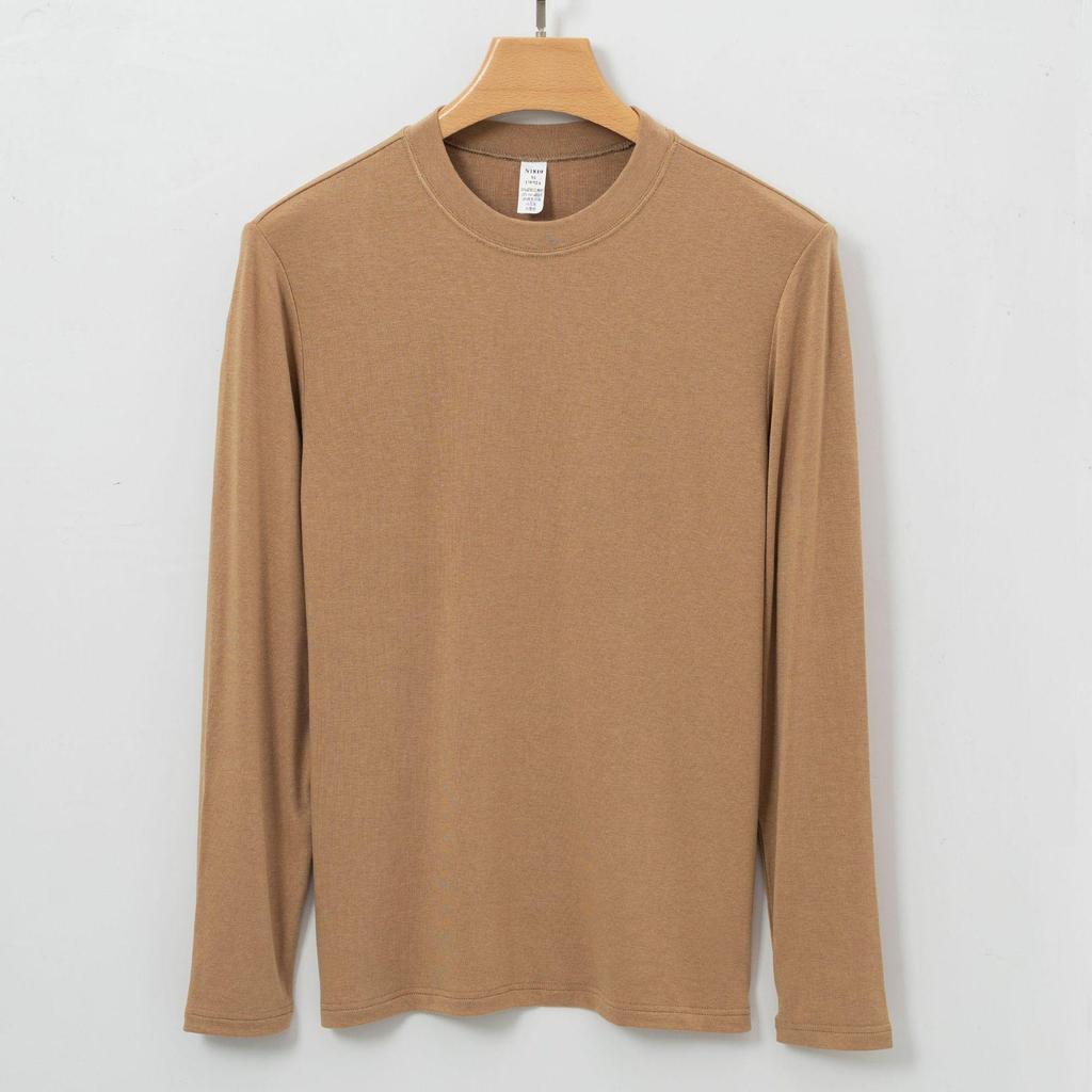 Men's Luxury Wool-Silk Thermal Round Neck Shirt for Autumn & Winter