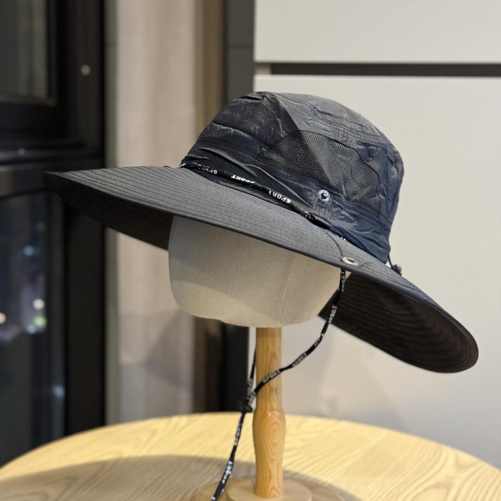 Spring and summer outdoor drawstring sun protection hat for men and women, mesh breathable fisherman hat for travel, hiking, fishing, and