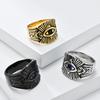 Retro God's Eye Titanium Steel Ring for Men's Unique Egyptian Pharaoh Eye Design Stainless Steel Hand Jewelry Accessory Man Finger Wrench