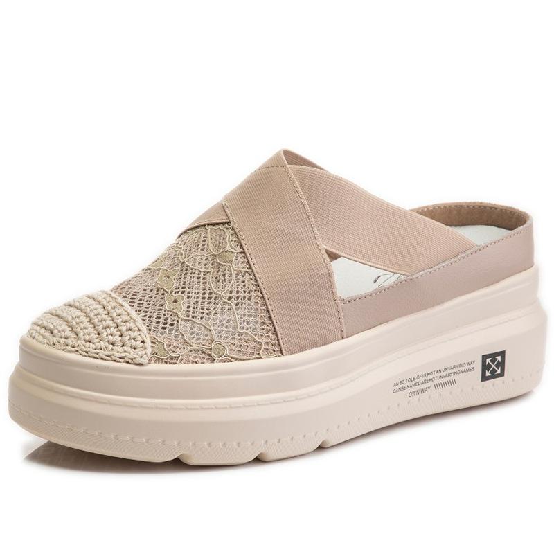Модные сандалии Женские Новые Модные Сандалии Баотоу Женские Кружевные Толстая Подошва Дышащие Ленивые Рыбацкие Повседневные Туфли Женские zapatos mujer