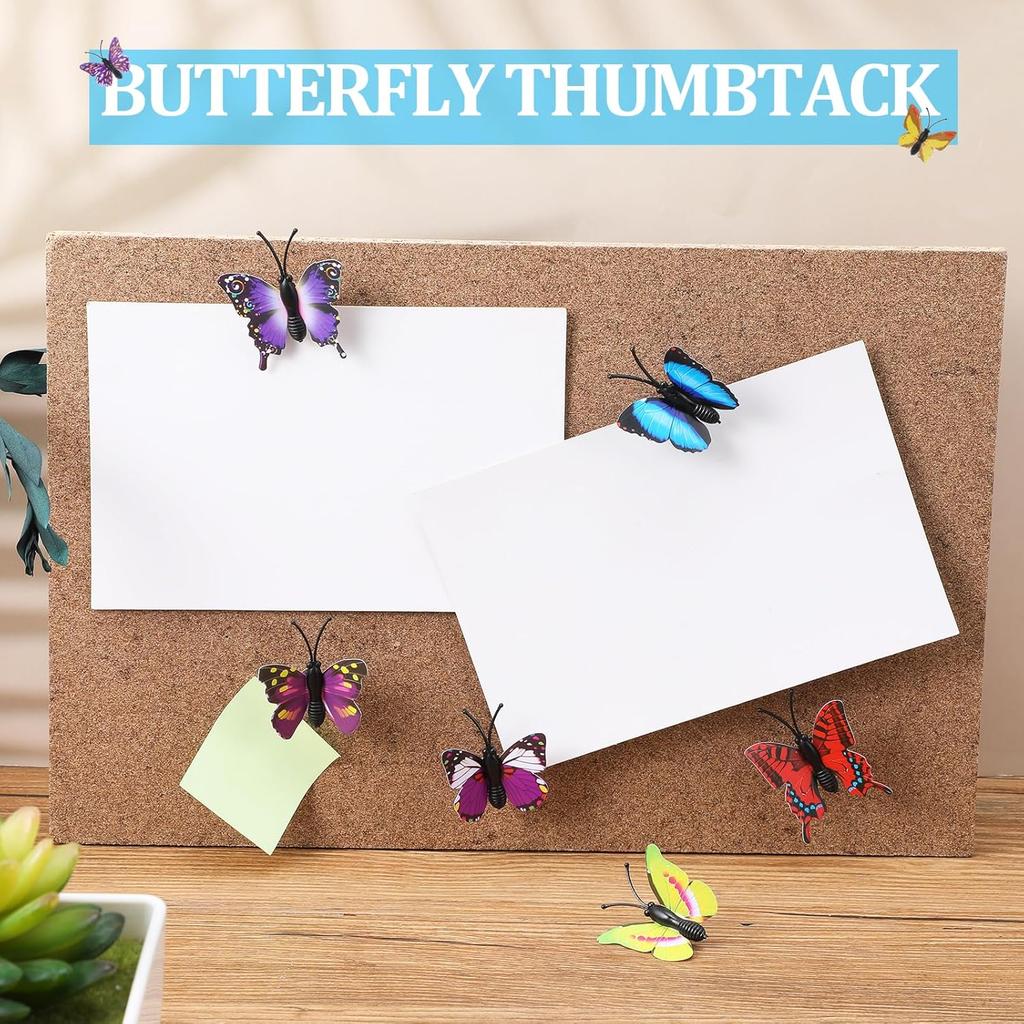 Декоративные кнопки-гвоздики Butterfly Push P, Mabor 40 упаковок Милые кнопки-гвоздики для пробковой доски Цветные кнопки-гвоздики для фотостены Пробковая доска для объявлений Домашний офис