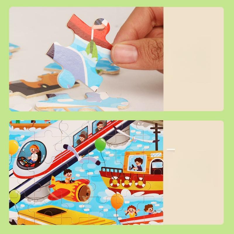 100pcs Wooden Puzzle Toys for Children Montessori Toy Space Jigsaw Puzzle Early Education Logical Thinking Training Puzzle Game