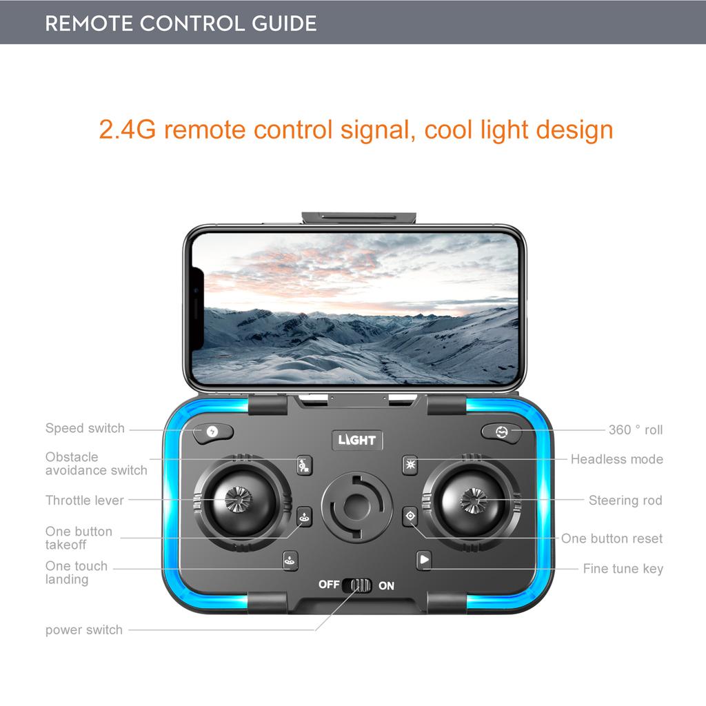 Мини-дрон с дистанционным управлением и двойной камерой 4K Складной безголовый дрон с функцией предотвращения препятствий
