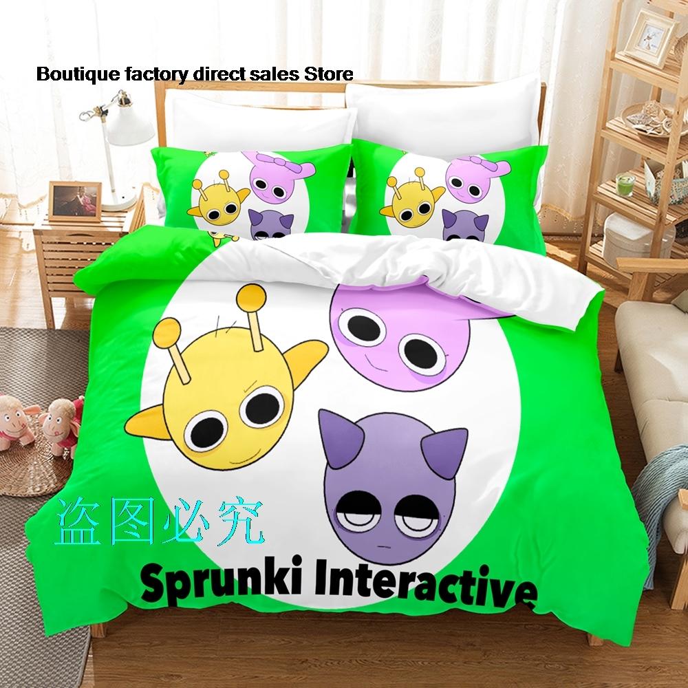 Комплект постельного белья Sprunki Односпальный Полуторный Двуспальный Евро Размер Кинг-Сайз Комплект для кровати Взрослый Детская Спальня Комплекты с пододеяльникомsprunki Аниме Parure De Lit Кровать 6