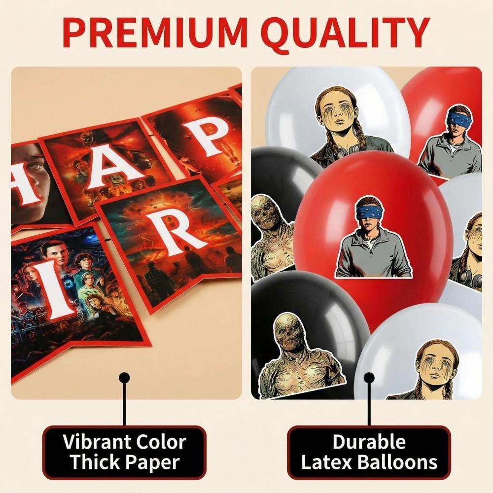 Birthday Party Decorations Strangers Balloon Kit Disposable Partys Plates Tablecloth Tableware Kids Supplies  Gifts