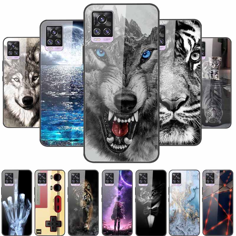 Glass Back Cover For Vivo V20 Pro 5G Case Coque Hard Tempered Glass Case For Vivo V20 Pro 2020 Phone Case Cover Soft Bumper Para