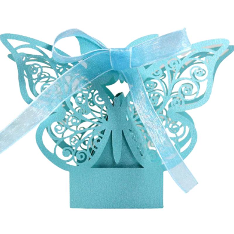 50/100 шт. подарочные коробки с бабочками, оптовая продажа, упаковка конфет с лентами для детского душа, товары для свадьбы, дня рождения, вечеринки