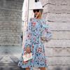 YYFS Women's Fashion Summer Spring Floral Print Long Sleeve O-Neck Casual Dresses