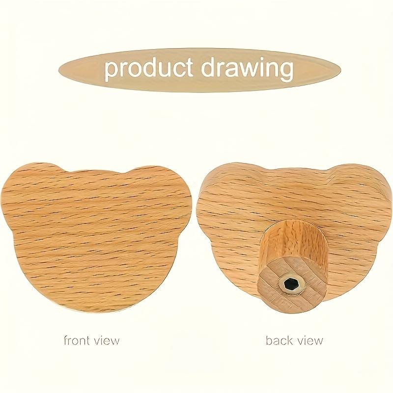 WTEMPO Teddy Bear Head/Heart Shaped Wooden Cabinet Handles Beech Drawer Handles DIY Wardrobe/Door Handle with Screws Furniture Hardware Accessories