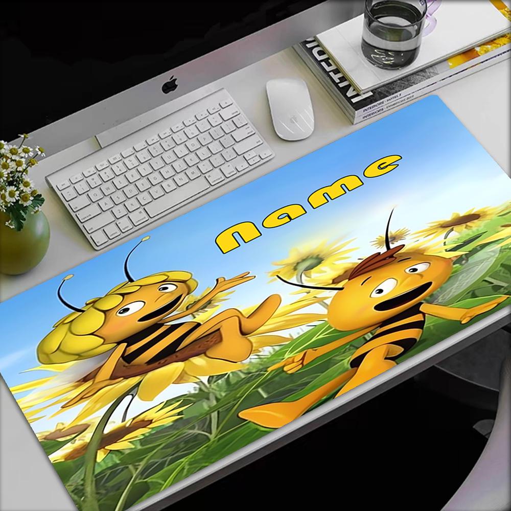 Custom Name Maya the Bee Theme Mouse Pad, Non Slip Rubber Base, Multifunctional Office & Home Decor, Perfect for Workspace Personalization.