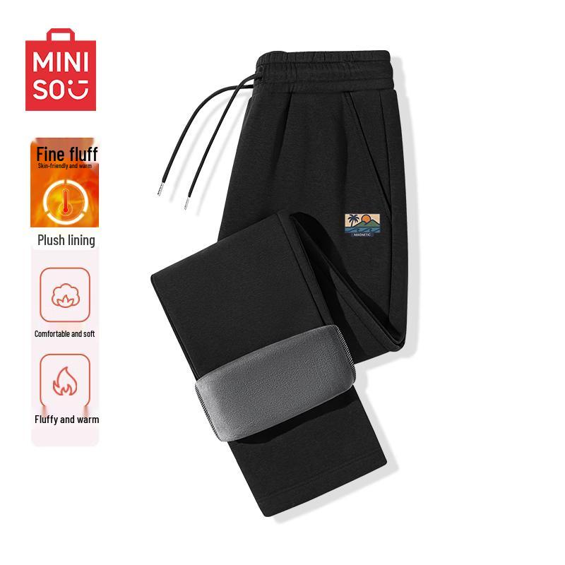 MINISO Мужские повседневные брюки свободного кроя с прямыми штанинами и флисовой подкладкой