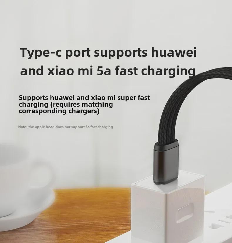 Двойной сверхбыстрый зарядный кабель 5A с двумя портами Type-C