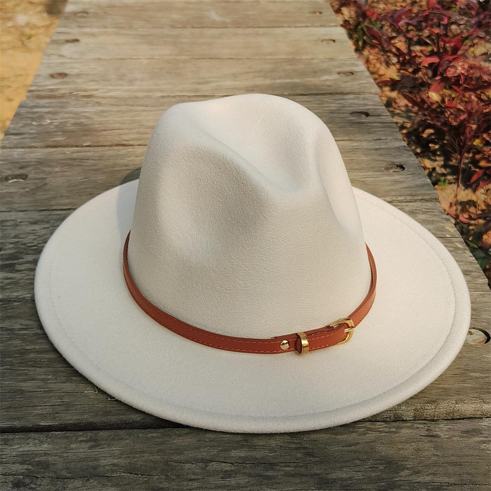 simple fedora hat for men Fedoras men Custom hat genuine leather belt panama unisex church hat Fascinator Felt Panama Cap
