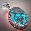 Tibetan Turquoise Gemstone Handmade 925 Sterling Silver Jewelry Pendant 2.17" AH-809