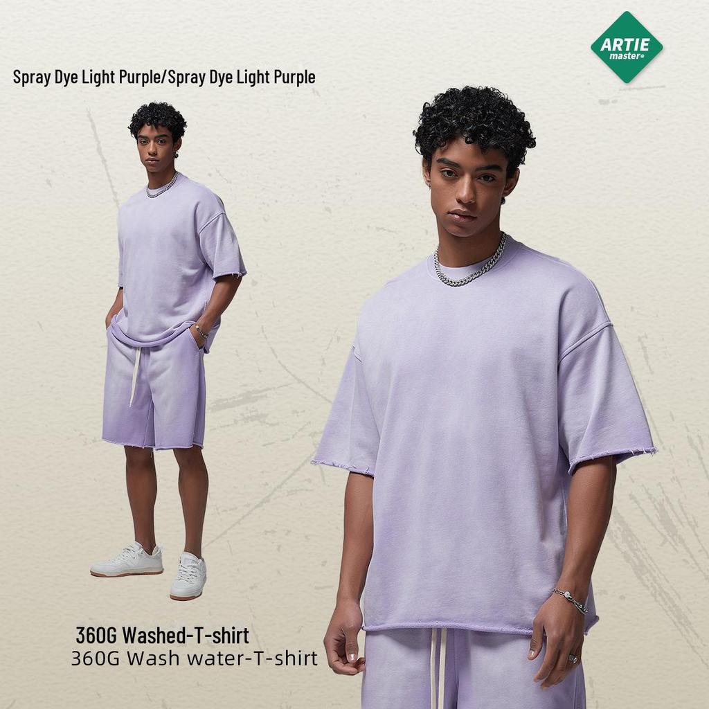 Мужская летняя футболка ARTIE белого цвета с эффектом потертости, окрашенная распылением | Коллекция 2024 г.