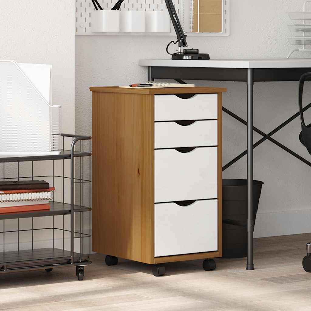 Mobile Drawer Cabinet MOSS Honey Brown Solid Pine Wood