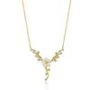 Magnolia and Ivy Gold Color Flowers Silver Necklace
