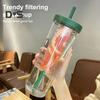 700 мл стакан с трубочкой и встроенным фильтром для складывающейся трубочки, контейнер для чая, легко моется, универсальный стакан с трубочкой для питья