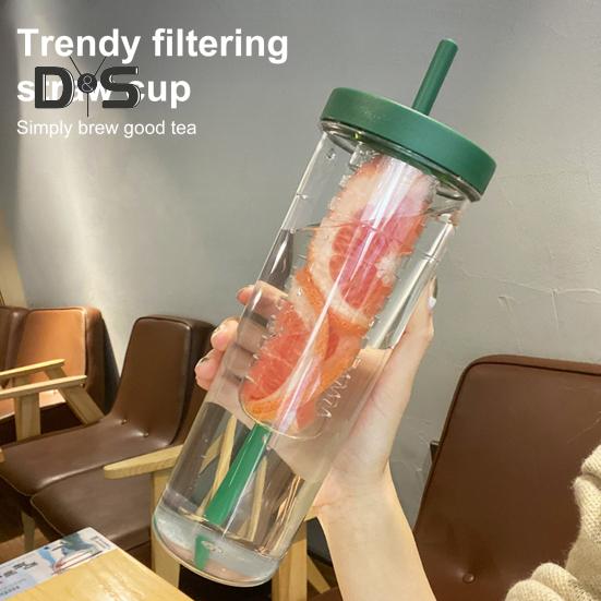 700 мл стакан с трубочкой и встроенным фильтром для складывающейся трубочки, контейнер для чая, легко моется, универсальный стакан с трубочкой для питья