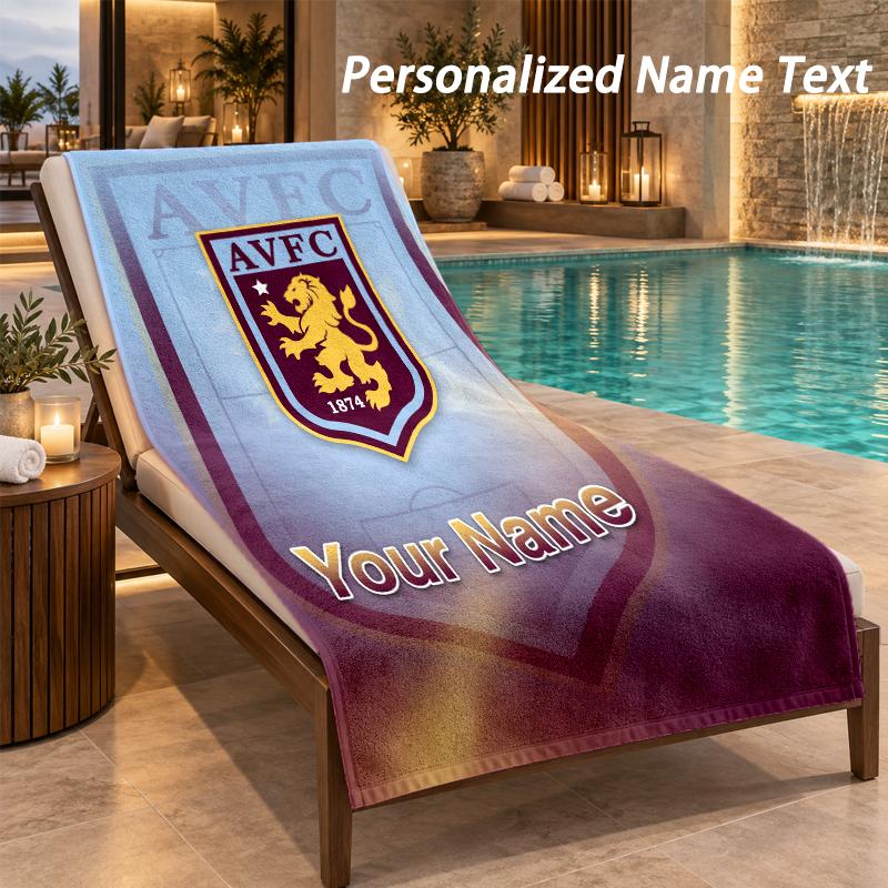 Custom Text Aston Villa Print Beach Towel Large Towel For Home Bathroom Beach