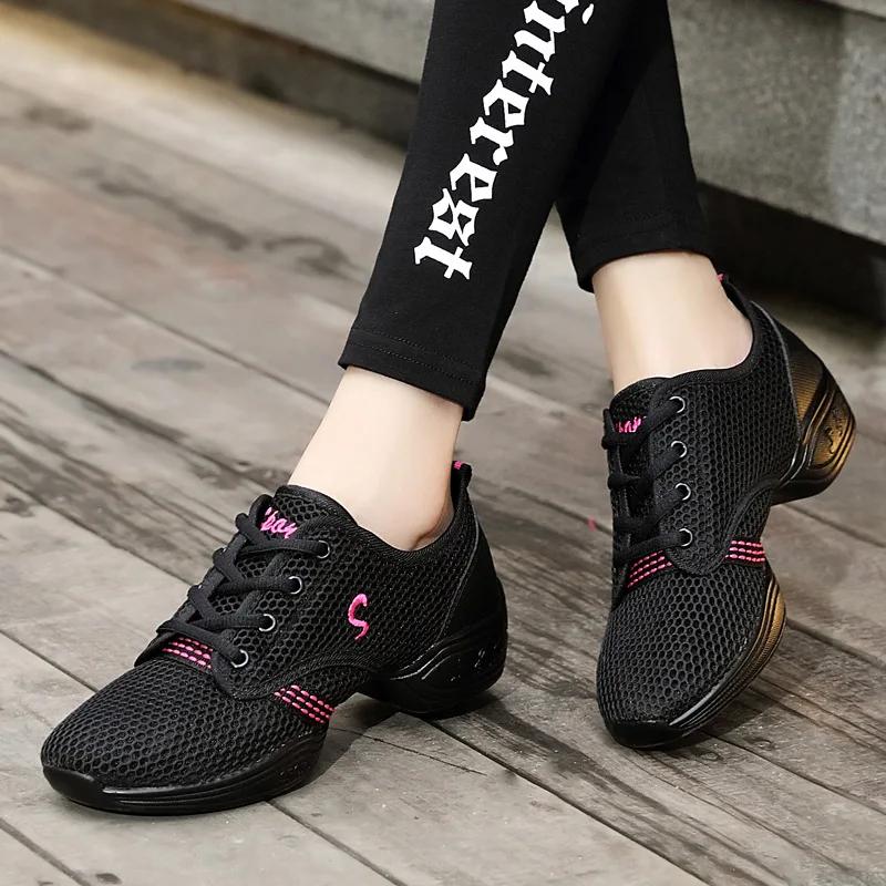 Women Breathable Soft Dance Shoes Lightweight Outdoor Training Casual Sneakers Ladies Sports Modern Jazz Practice Shoes