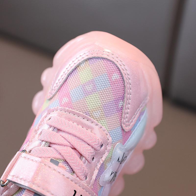 Детская спортивная обувь со светодиодной подсветкой, весенне-осенняя мягкая подошва, одинарные туфли для девочек