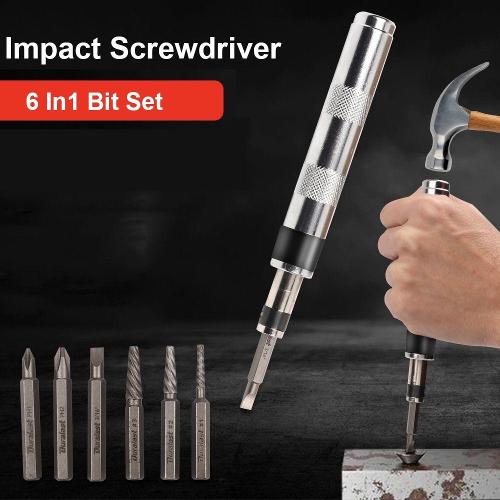 6 in1 Screwdriver Set with Complete Specifications 1/4 Inch Impact Drive Impact Screwdriver High Hardness Multi-purpose