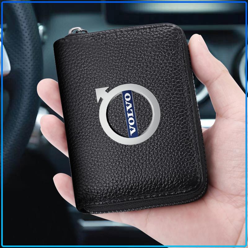 Driver License Holder Card Bag Driving ID Passport Card Wallet Sticker For Volvo 240 C70 S40 S50 S60 S70 S80 S90 V40 V50 V60 V90 XC40 XC60 XC90