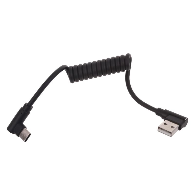 Спиральный кабель USB Type C, Угловой удлинитель USB C на USB2.0, Адаптер USB C 90 градусов, Кабели для синхронизации данных