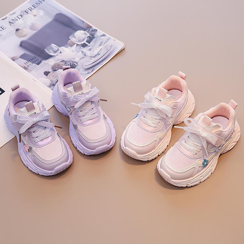 Детские дышащие сетчатые кроссовки, мягкая подошва, цветочный принт, коллекция весна/осень 2025, модные кроссовки «папины»