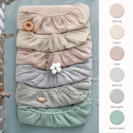 Простыня для детской люльки, однотонная, эластичная кромка, простая установка, подходит для овальных, круглых, прямоугольных матрасов в форме песочных часов