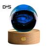 Faux Crystal Ball Light Calming Cosmic Night Light Clear Lighted Stellar Spheres with Wooden Base for Bedside Table Desk