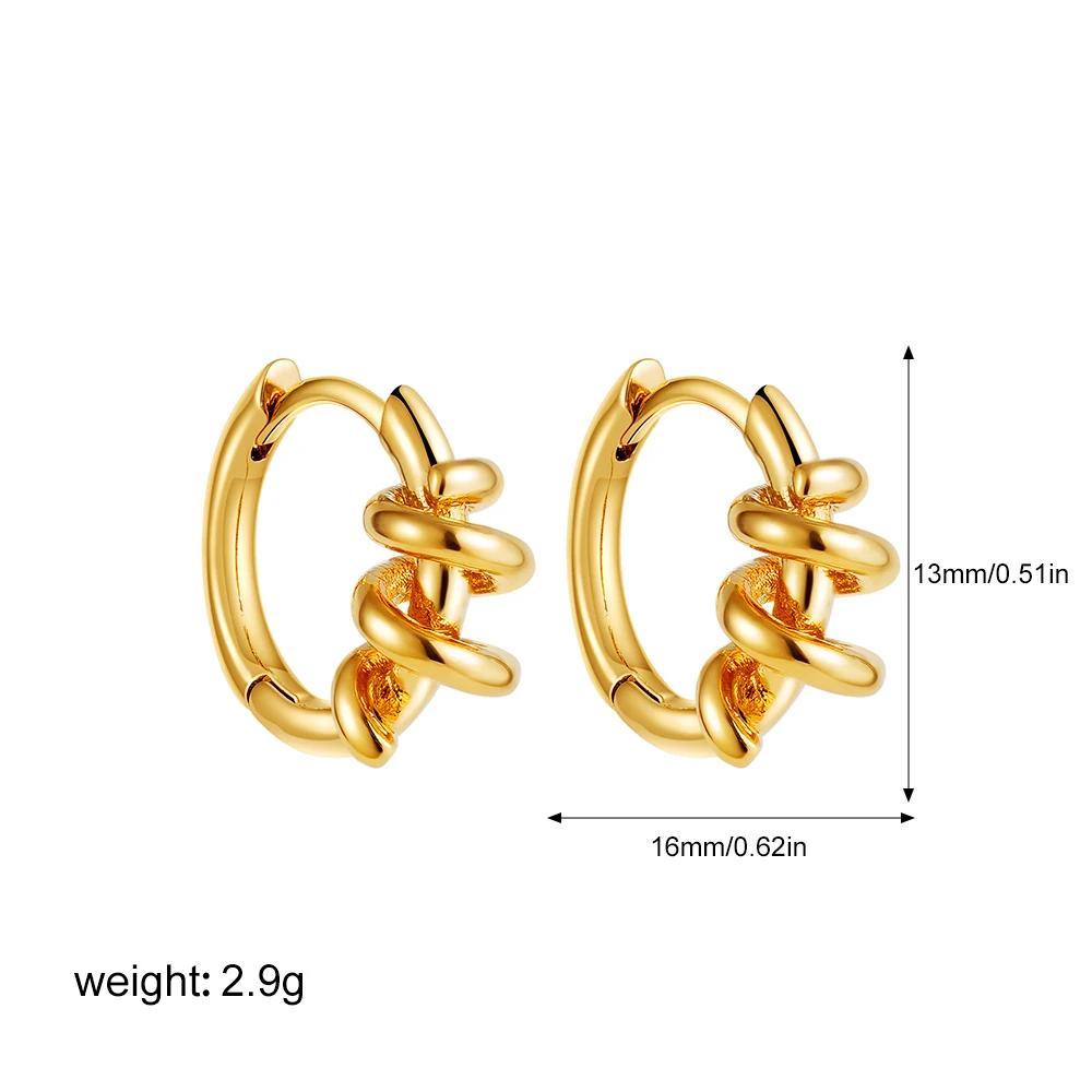 Punk Rock Metal Twisted Spiral Mini Hoop Earrings Stainless Steel Small Circle Round Huggie Ear Buckle Fashion 2026 New Jewelry