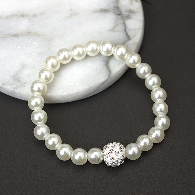 Womens Bride Wedding Set Faux Pearl Necklace Bracelet Earrings