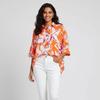 Оранжевая рубашка оверсайз с крупными цветами Женская IMPERIAL