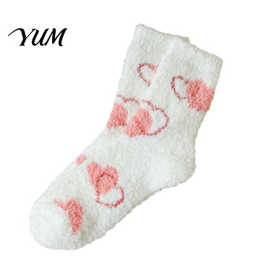 Cozy Indoor Thermal Socks Coral Fleece for Women, Soft Crew with Non-Binding Thickened Fluffy Winter House Top, Fuzzy Sleep Cute Prints Autumn