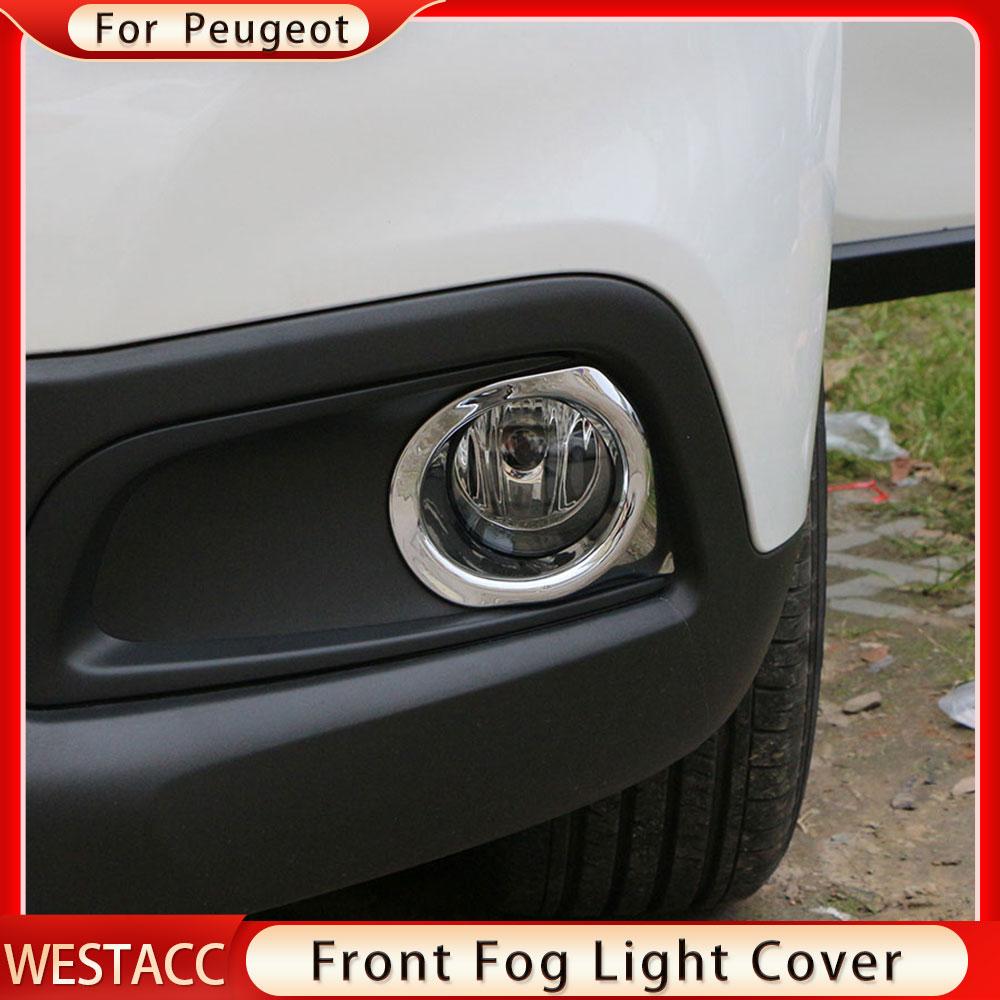 2Pcs/set ABS Chrome Car Front Fog Light Lamp Frame Cover Trim Decoration Sticker for Peugeot 2008 2014 -