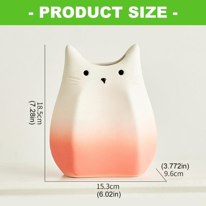 Cats Shape Ceramic Vases For Flowers Arrangement Container Aesthetic Small Planter Pot Home Office Desktop Shelf Decors
