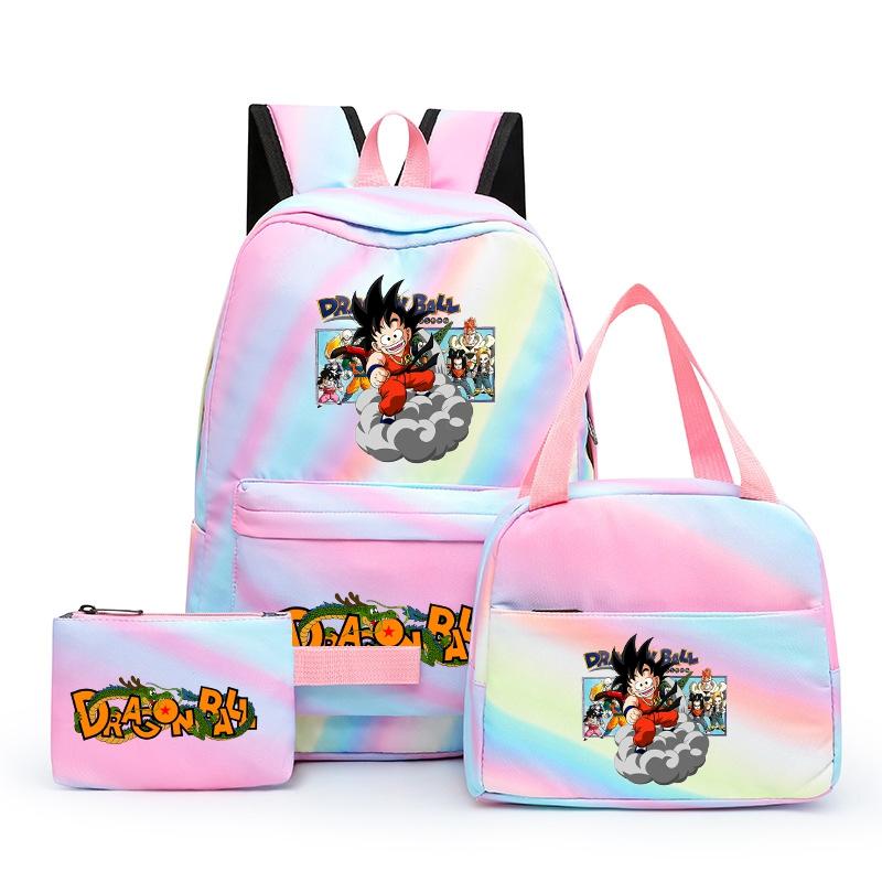 3Pcs/set Anime Dragon Ball Backpack for Girls Boys Back To Schoolbag with Lunch Bag Student Bookbag Men Women Travel Bag Mochila