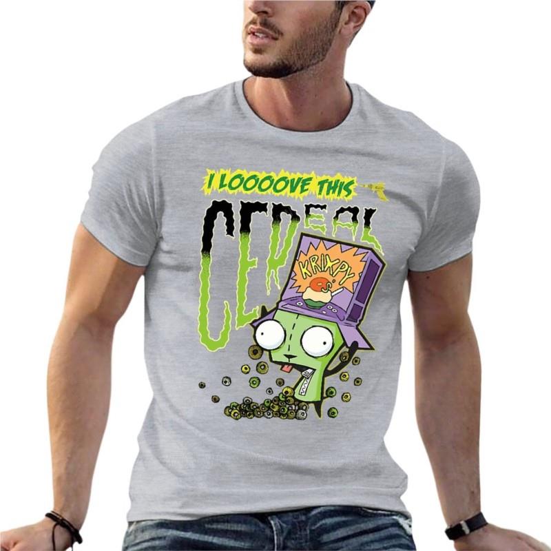 Invader Zim I Love This Cereal Funny Oversized TShirt Harajuku MenS Clothing Short Sleeve Streetwear Big Size Top Tee