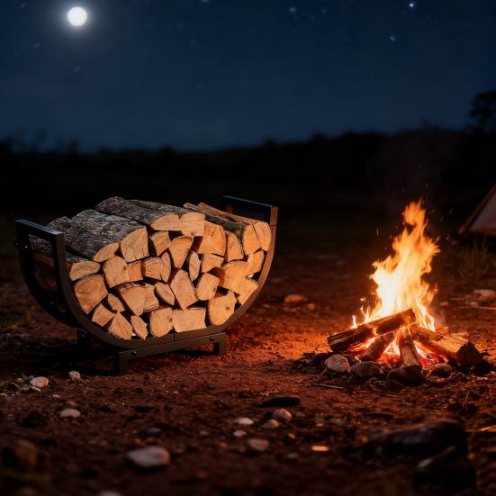 Дровница для дома и улицы, сверхпрочная, нержавеющая металлическая, изогнутая, держатель для дров, камин, патио, терраса, кострище, органайзер для хранения дров