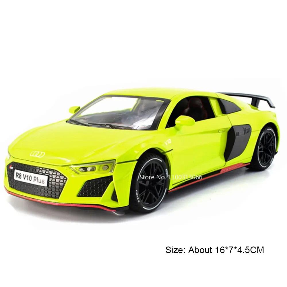 1:24 RS7 R8 V10 Машинки Игрушки Металлические Литые Модели Свет Звук Резиновые Шины Колесо Транспортного Средства Оттянуть Назад Миниатюрная Машинка Идеальные Подарки для Детей