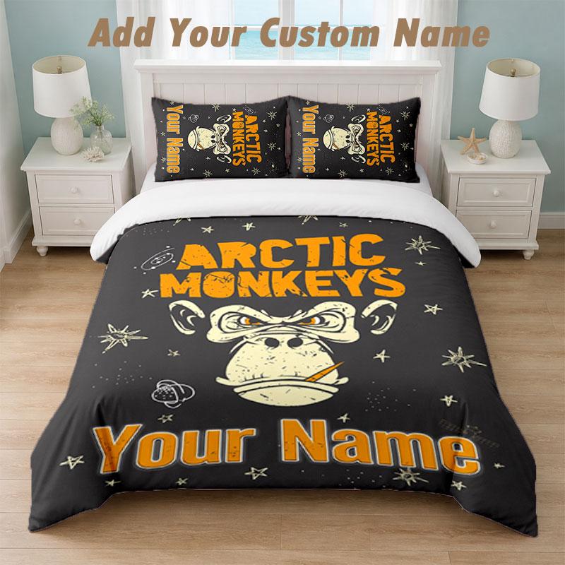Bedding Set 1 Duvet Cover 2 Pillowcases Arctic Monkeys Print Soft Bed Linen Bedroom Decor
