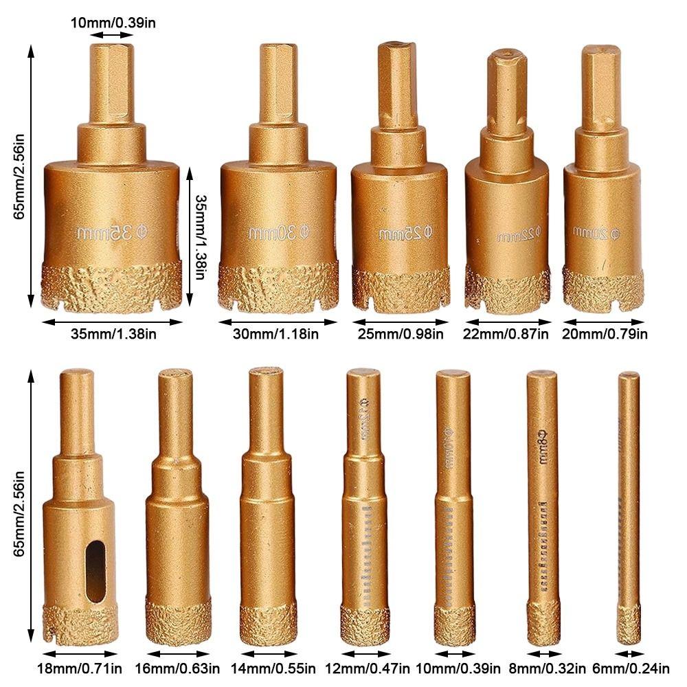 12pcs Multipurpose Tile Hole Opener Set Gold Drill Bits for Brick Diamond Hole Saw Kit  Glass