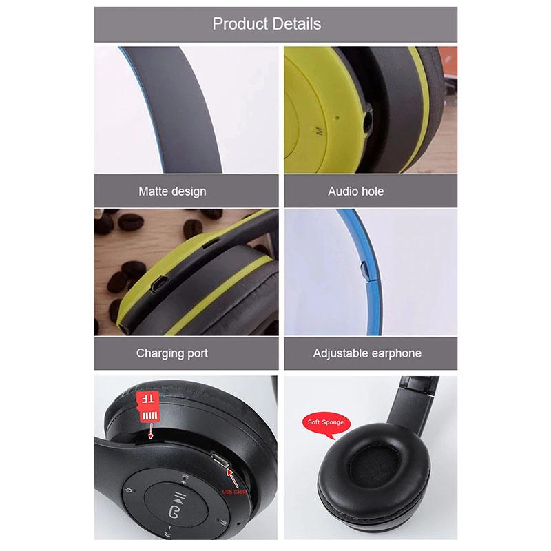 Обновленные беспроводные наушники P47 2025, Bluetooth 5.0, складные наушники HIFI Stereo Bass для музыки, игр, детские наушники для iPhone