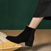Fashion Square Toe Ladies Ankle Boots Winter Short Boots for Women Faux Suede Chelsea Boot Thick Heel Woman Wedge Shoes Fashion Booties